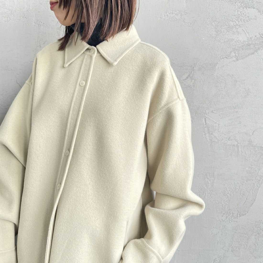 TODAYFUL [トゥデイフル] ウールシャツジャケット [12520415] SAGE &&モデル身長：159cm 着用サイズ：36&&