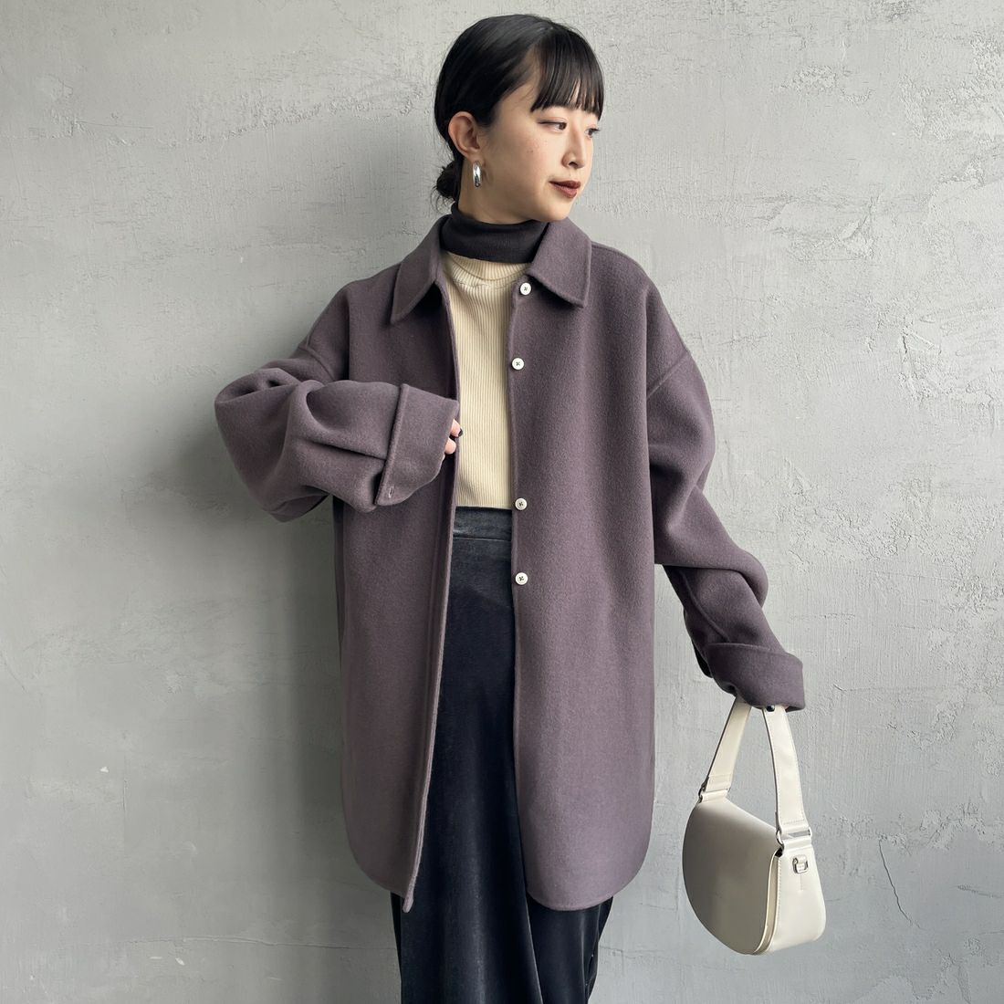 TODAYFUL [トゥデイフル] ウールシャツジャケット [12520415] S/BLU &&モデル身長：150cm 着用サイズ：36&&