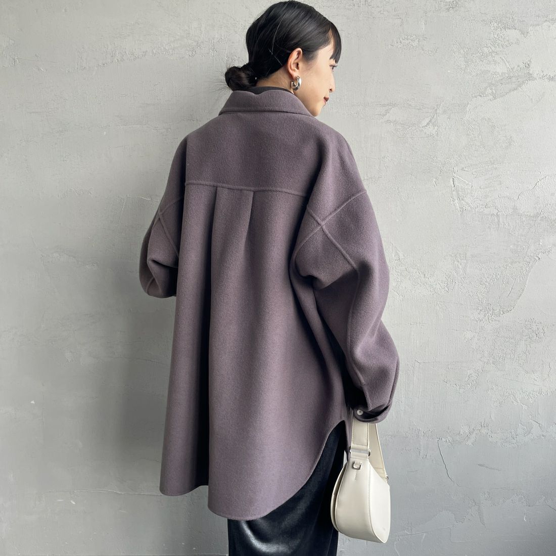 TODAYFUL [トゥデイフル] ウールシャツジャケット [12520415] S/BLU &&モデル身長：150cm 着用サイズ：36&&