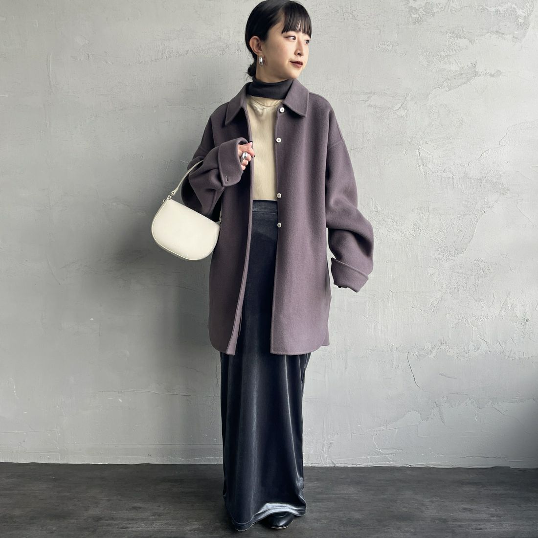 TODAYFUL [トゥデイフル] ウールシャツジャケット [12520415] S/BLU &&モデル身長：150cm 着用サイズ：36&&