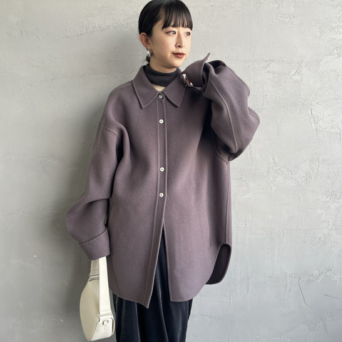 TODAYFUL [トゥデイフル] ウールシャツジャケット [12520415] S/BLU &&モデル身長：150cm 着用サイズ：36&&