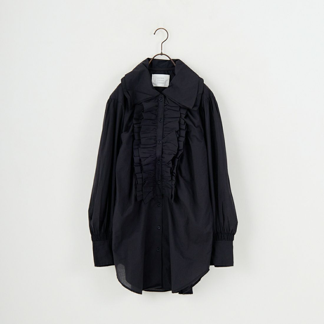 crinkle crinkle crinkle [クリンクル クリンクル クリンクル] ダブルカラーフリルブラウス [CC-4004] BLACK