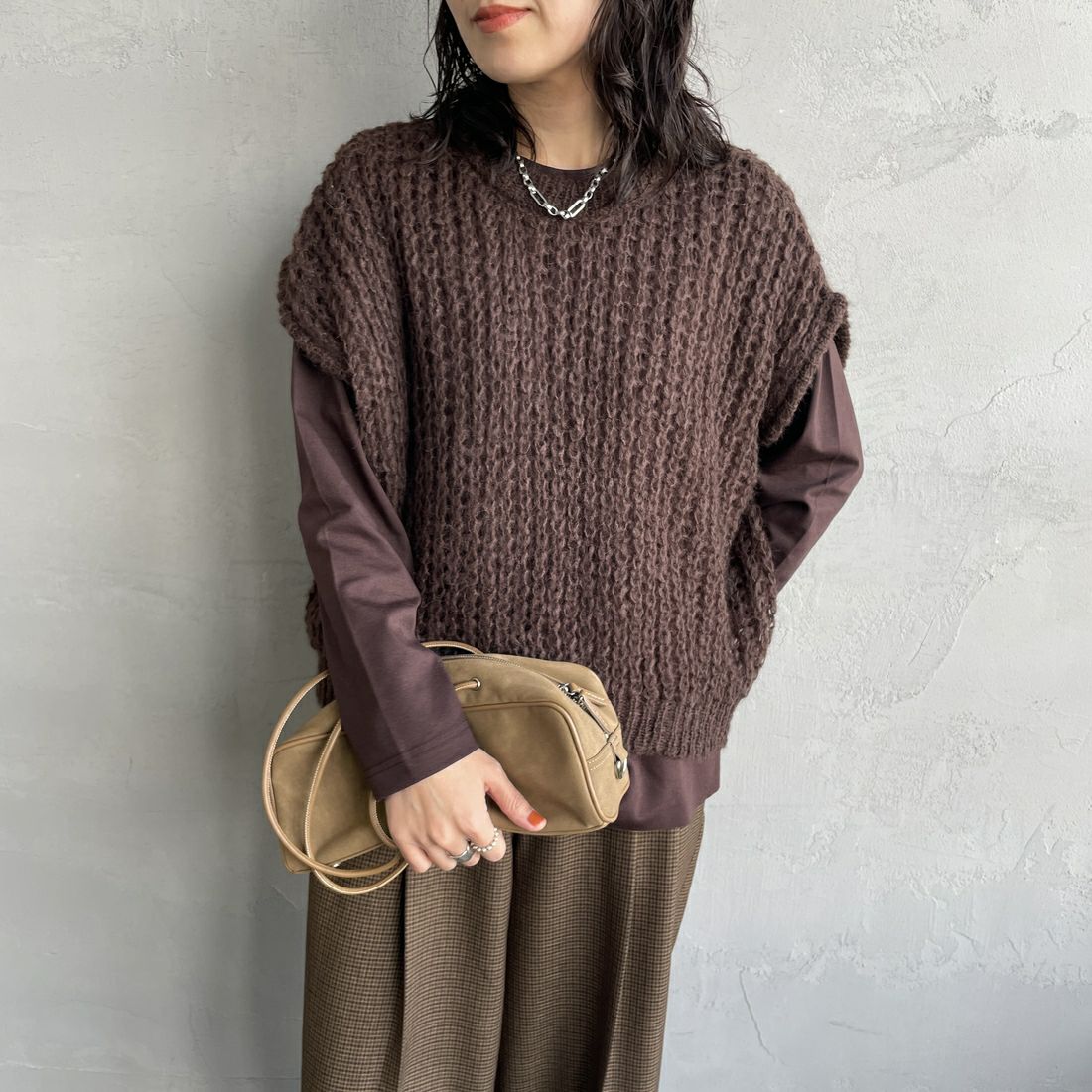 44 BROWN&&モデル身長：160cm 着用サイズ：F&&