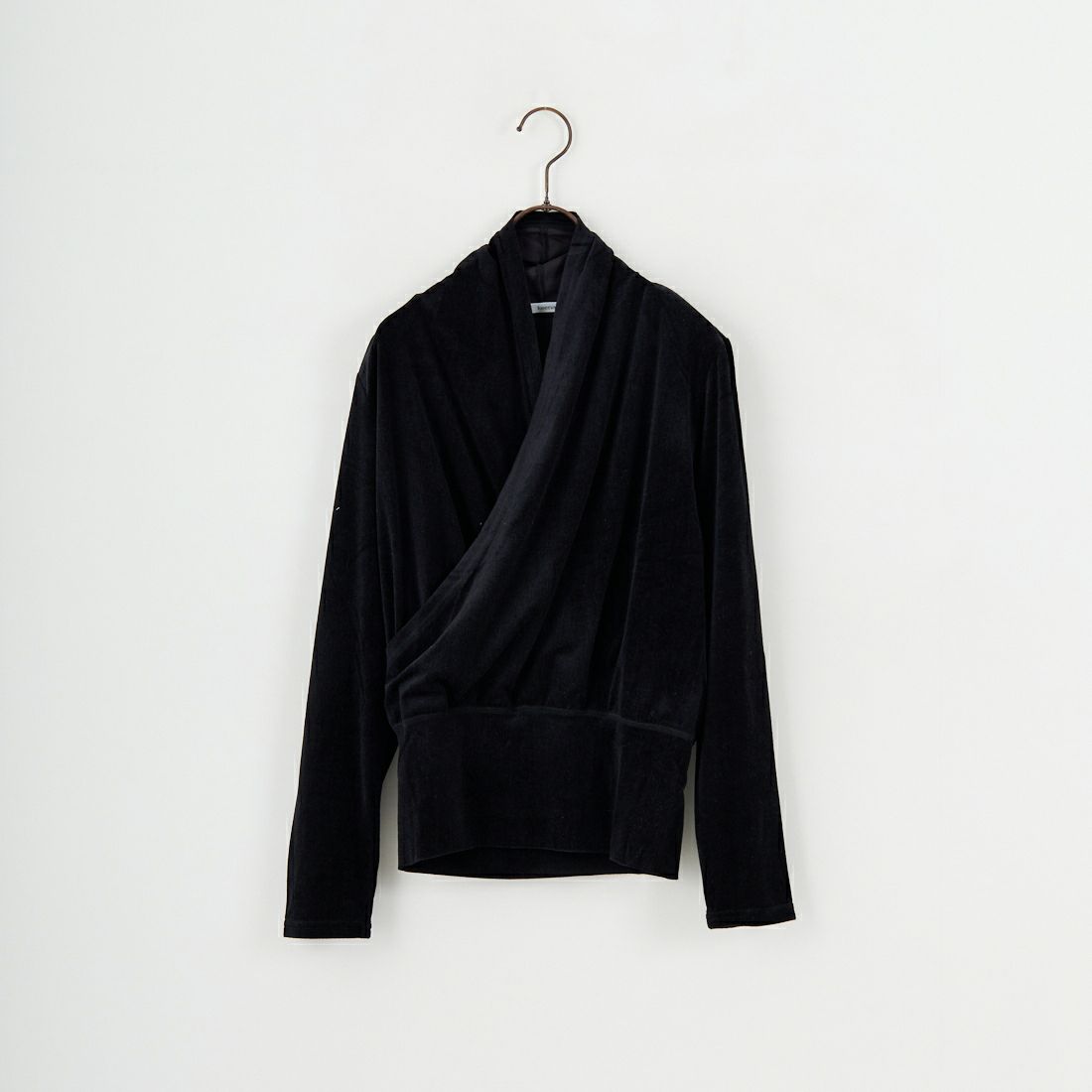 keena [キーナ] 30D エンボスベルベットカシュクールトップス [SKJ-25044W] BLACK