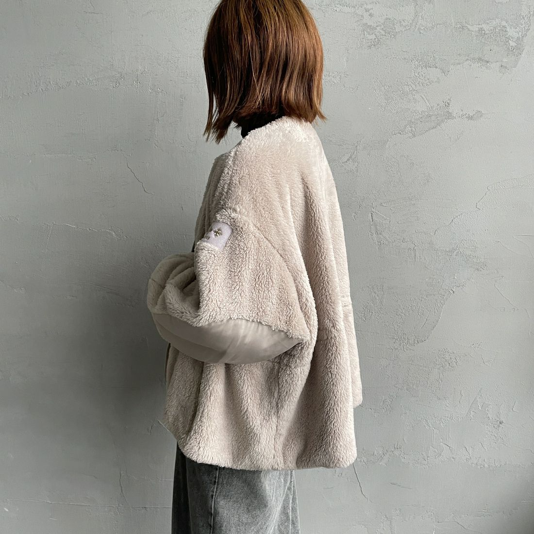 TATRAS [タトラス] ANNABELLA/アナベラ ボアブルゾン [LJXA0363033588] L.GRAY &&モデル身長：158cm 着用サイズ：1&&