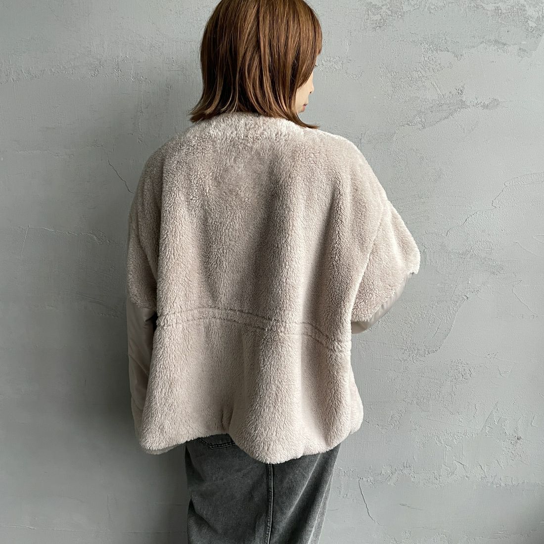 TATRAS [タトラス] ANNABELLA/アナベラ ボアブルゾン [LJXA0363033588] L.GRAY &&モデル身長：158cm 着用サイズ：1&&