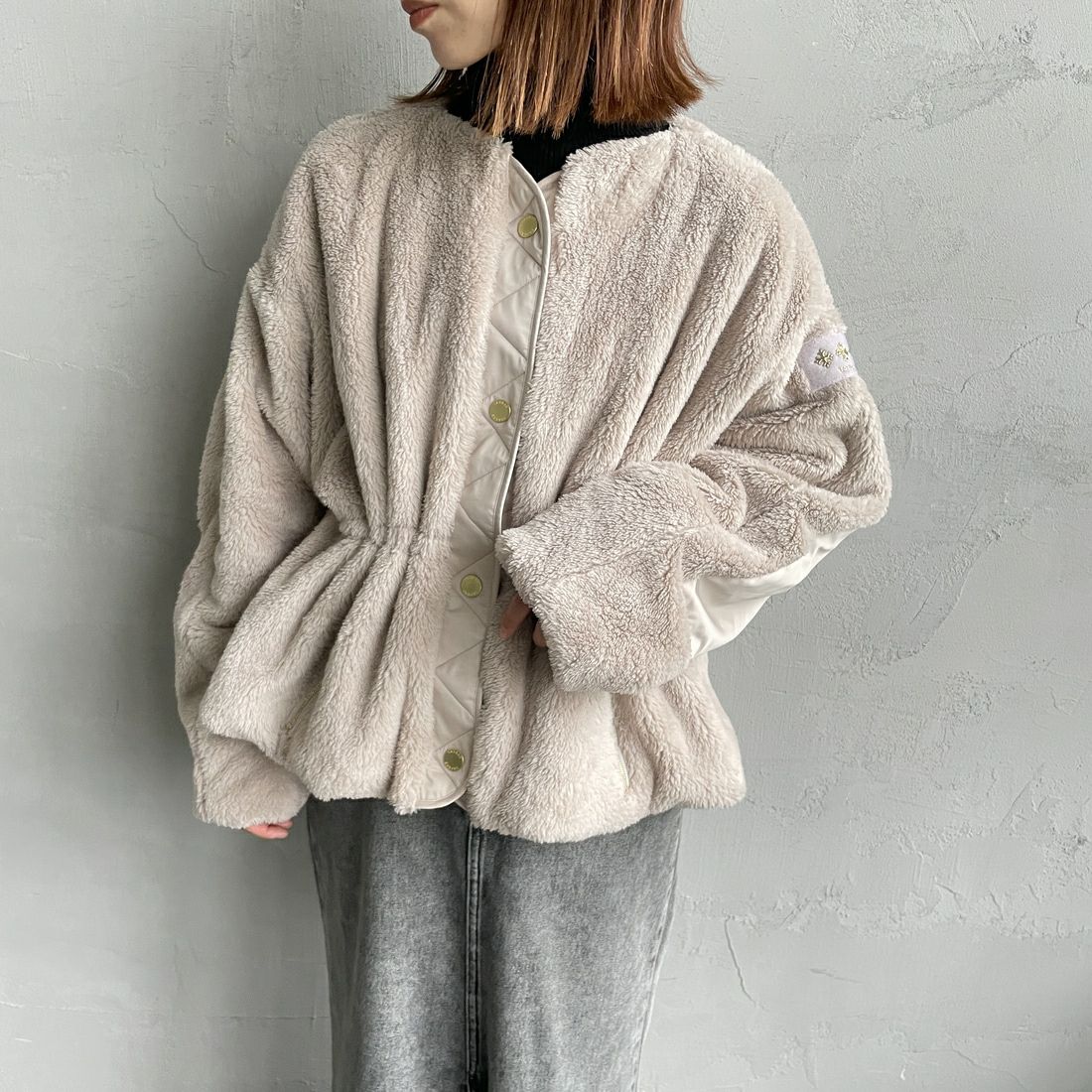 TATRAS [タトラス] ANNABELLA/アナベラ ボアブルゾン [LJXA0363033588] L.GRAY &&モデル身長：158cm 着用サイズ：1&&