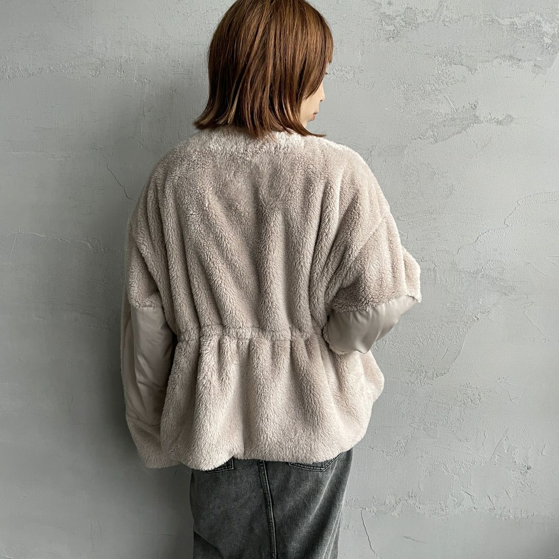TATRAS [タトラス] ANNABELLA/アナベラ ボアブルゾン [LJXA0363033588] L.GRAY &&モデル身長：158cm 着用サイズ：1&&
