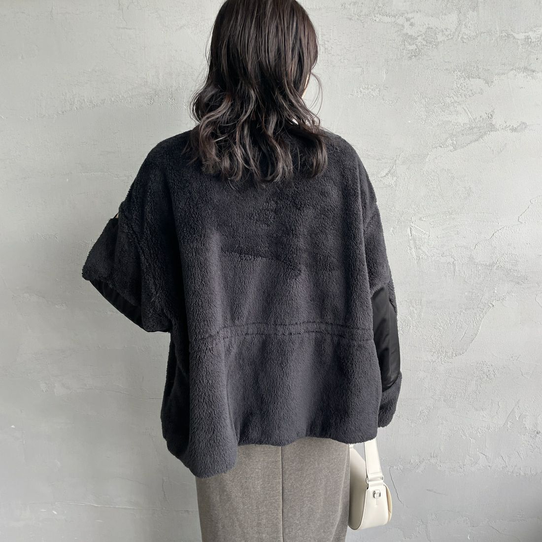 TATRAS [タトラス] ANNABELLA/アナベラ ボアブルゾン [LJXA0363033588] BLACK &&モデル身長：160cm 着用サイズ：1&&