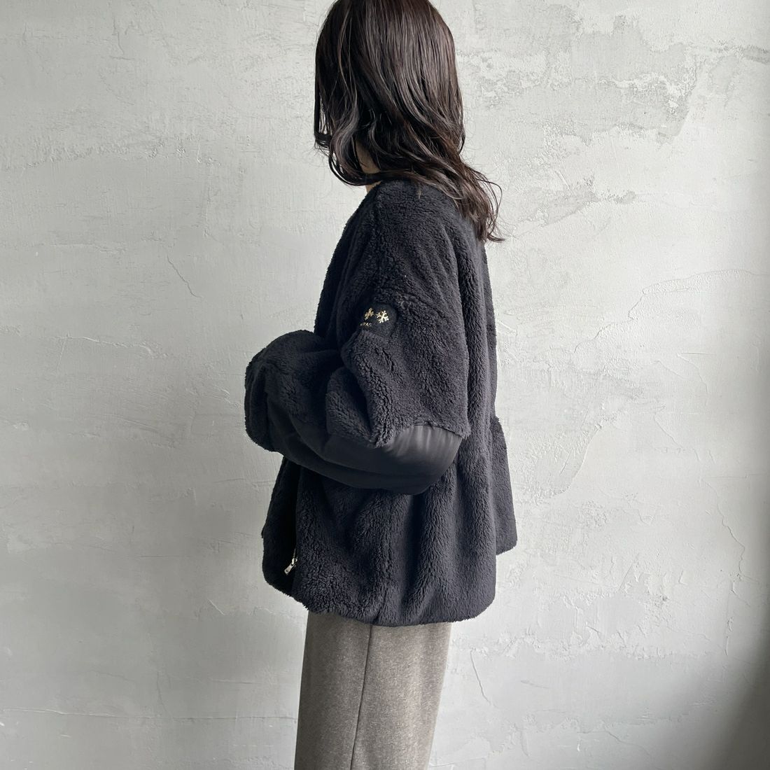 TATRAS [タトラス] ANNABELLA/アナベラ ボアブルゾン [LJXA0363033588] BLACK &&モデル身長：160cm 着用サイズ：1&&