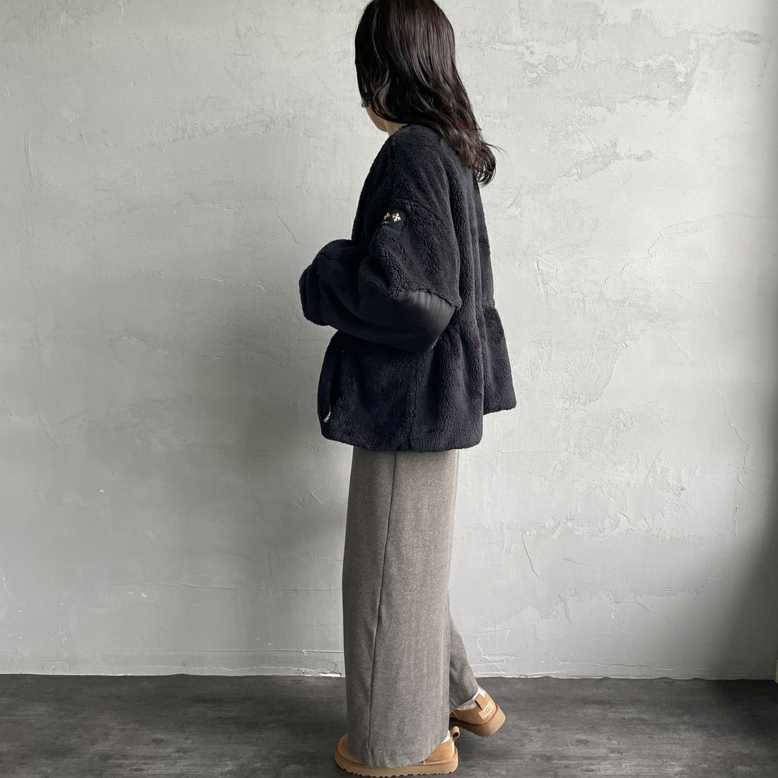 TATRAS [タトラス] ANNABELLA/アナベラ ボアブルゾン [LJXA0363033588] BLACK &&モデル身長：160cm 着用サイズ：1&&