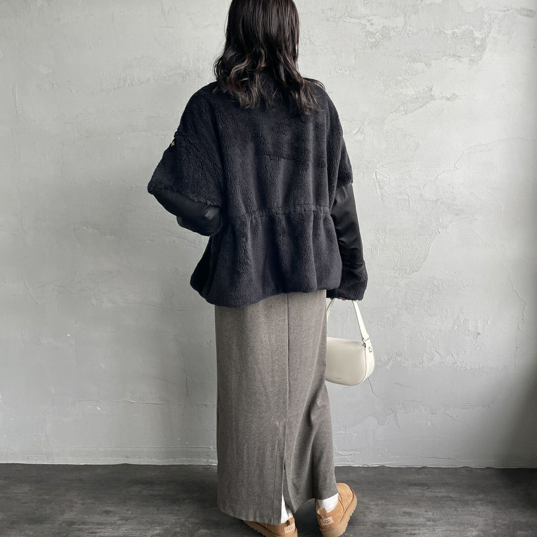 TATRAS [タトラス] ANNABELLA/アナベラ ボアブルゾン [LJXA0363033588] BLACK &&モデル身長：160cm 着用サイズ：1&&