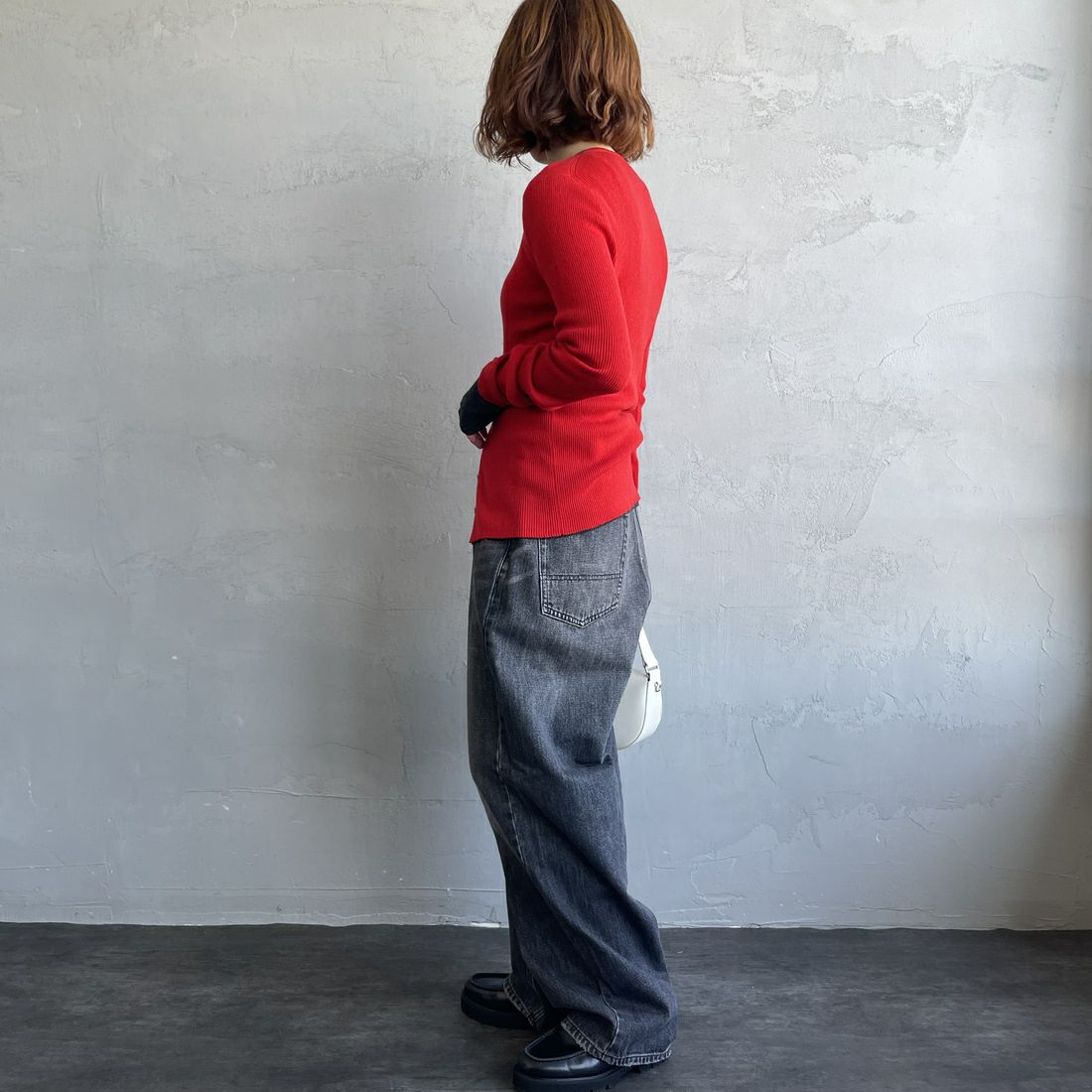 GUNG HO [ガンホー] デニムバギーパンツ [GH5S013D] BLACK STON &&モデル身長：158cm 着用サイズ：S&&