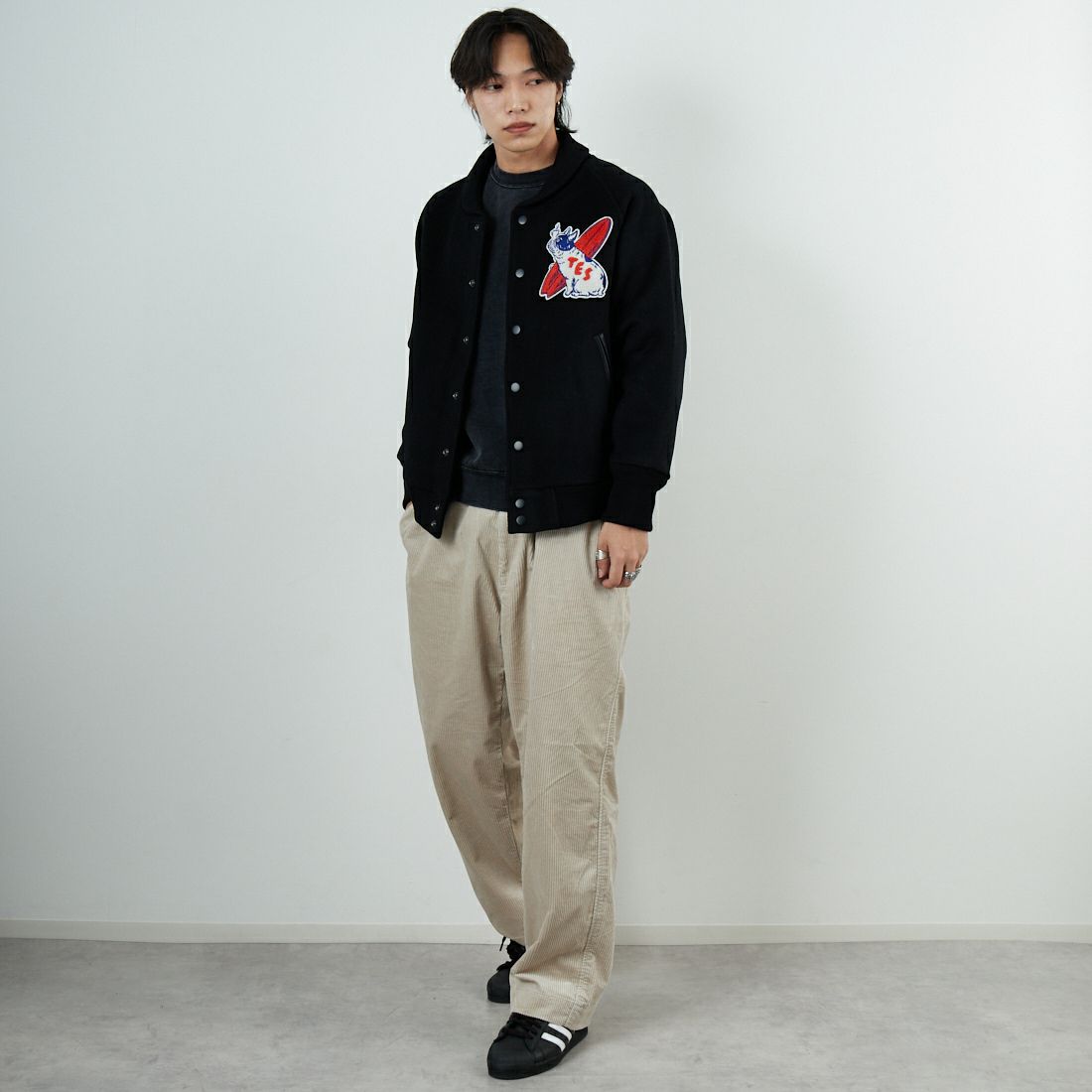 The Endless Summer [エンドレスサマー] BUHIカフェ アワードジャケット [C-25974000] 01 BLACK &&モデル身長：179cm 着用サイズ：M&&