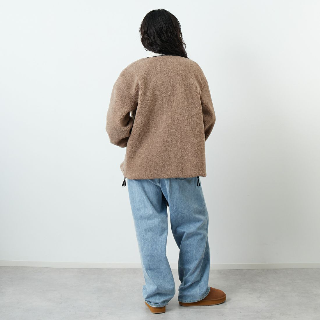 Jeans Factory Clothes [ジーンズファクトリークローズ] サイドファスナー リバーシブルボアジャケット [157216] 16 ﾓｶ &&モデル身長：162cm 着用サイズ：F&&