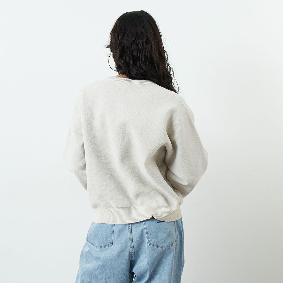 Jf Ready Made [ジェイエフレディメイド] グラフィックモールクルーネックニット [ND-25755017] 05 IVORY &&モデル身長：162cm 着用サイズ：F&&