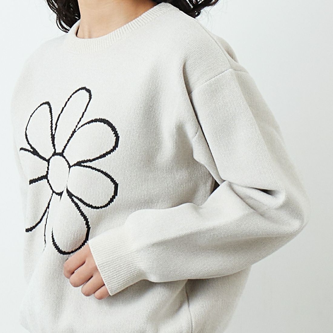 Jf Ready Made [ジェイエフレディメイド] グラフィックモールクルーネックニット [ND-25755017] 05 IVORY &&モデル身長：162cm 着用サイズ：F&&