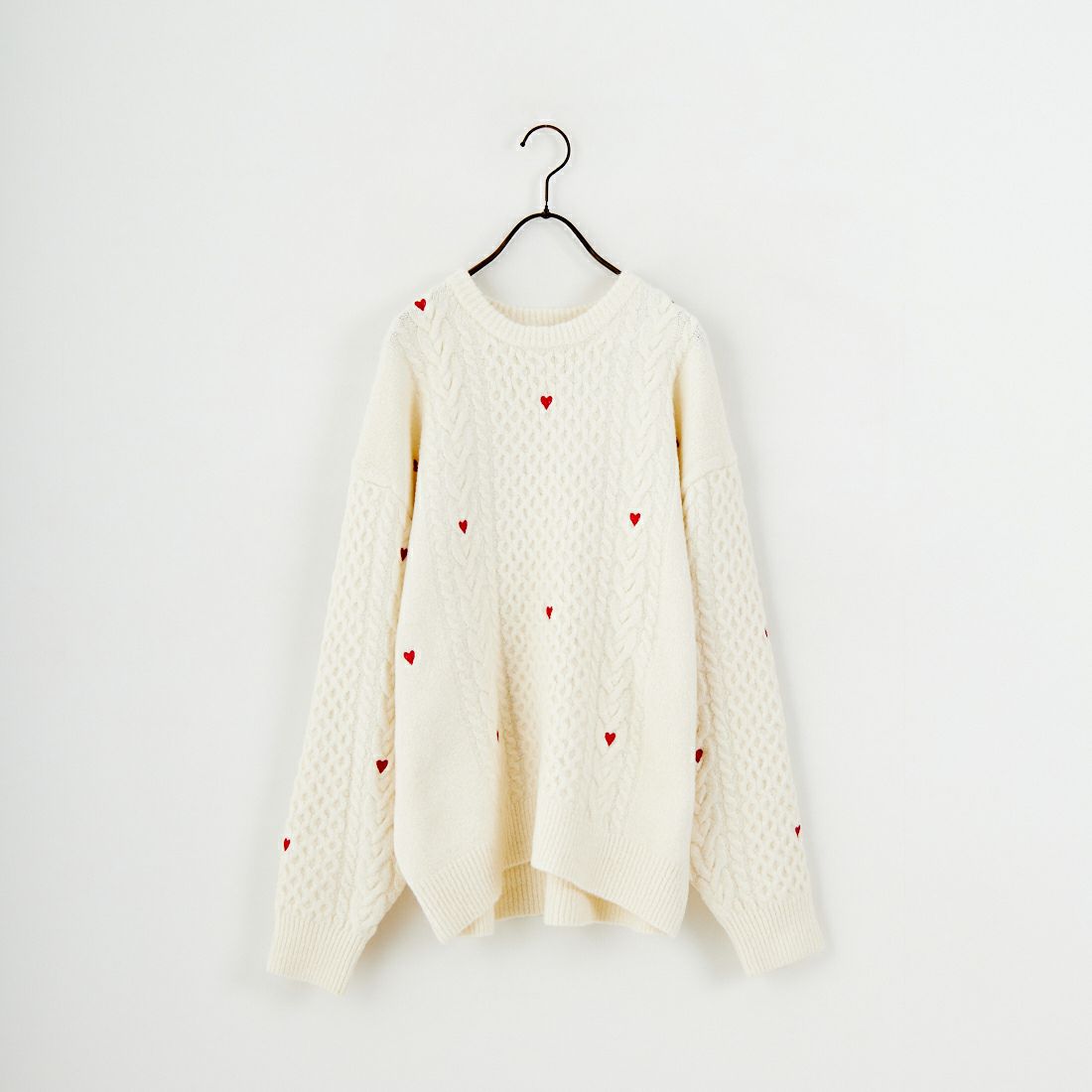 Noir Fabrik [ヌワールファブリック] ハート刺繍ケーブルニットプルオーバー [NF25131044] 02 OFF