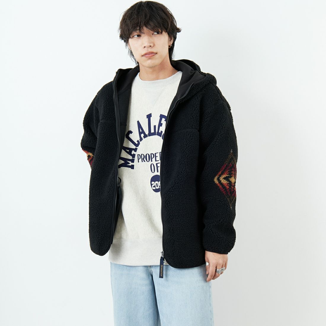 PENDLETON [ペンドルトン] ジップボアフーディ [5475-1025] 49 BLACK H &&モデル身長：179cm 着用サイズ：L&&