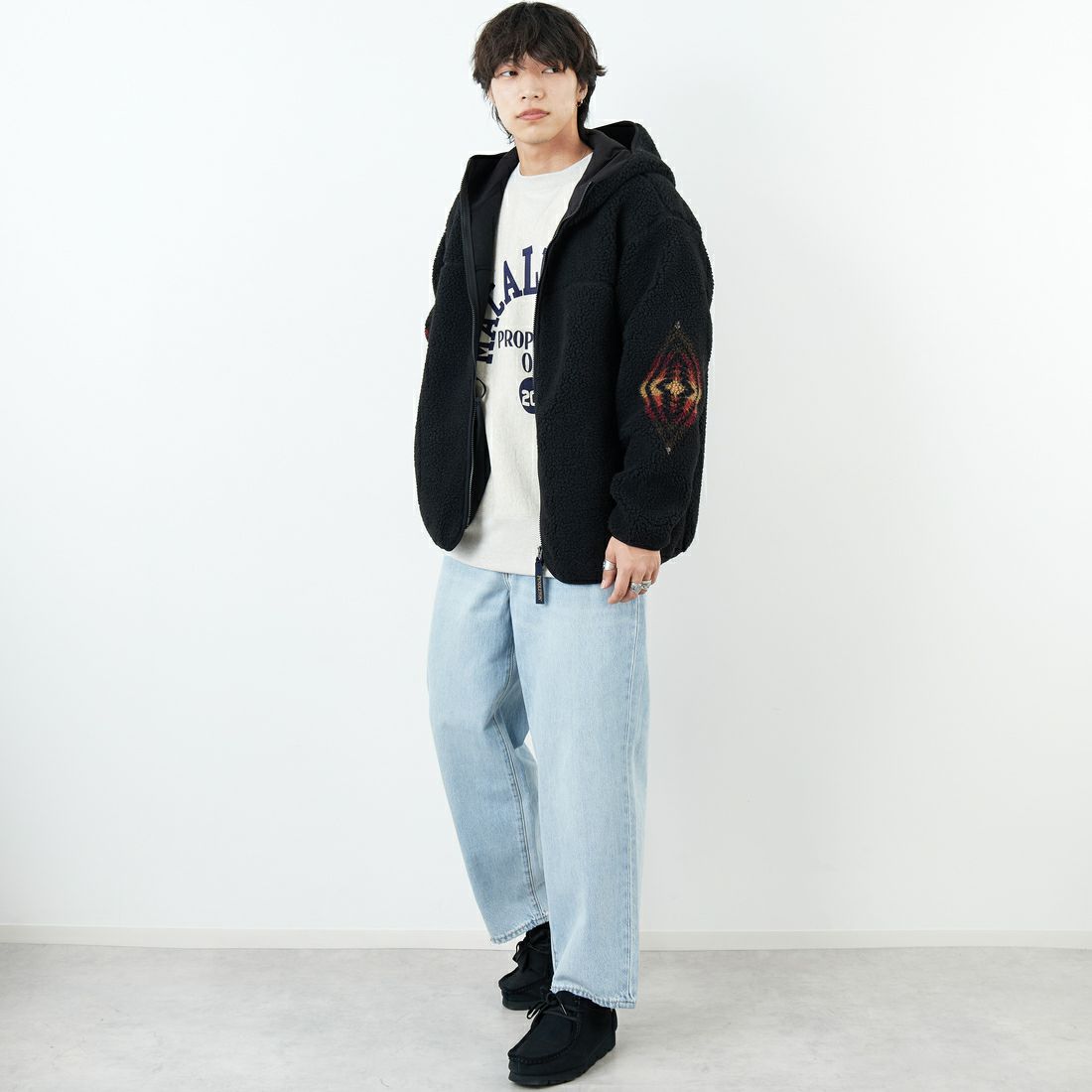 PENDLETON [ペンドルトン] ジップボアフーディ [5475-1025] 49 BLACK H &&モデル身長：179cm 着用サイズ：L&&