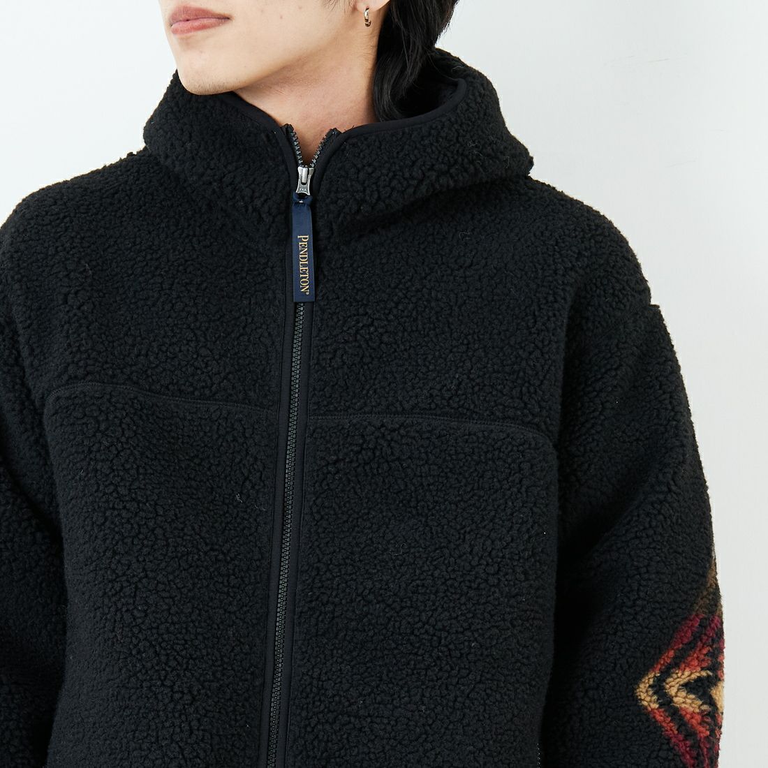 PENDLETON [ペンドルトン] ジップボアフーディ [5475-1025] 49 BLACK H &&モデル身長：179cm 着用サイズ：L&&