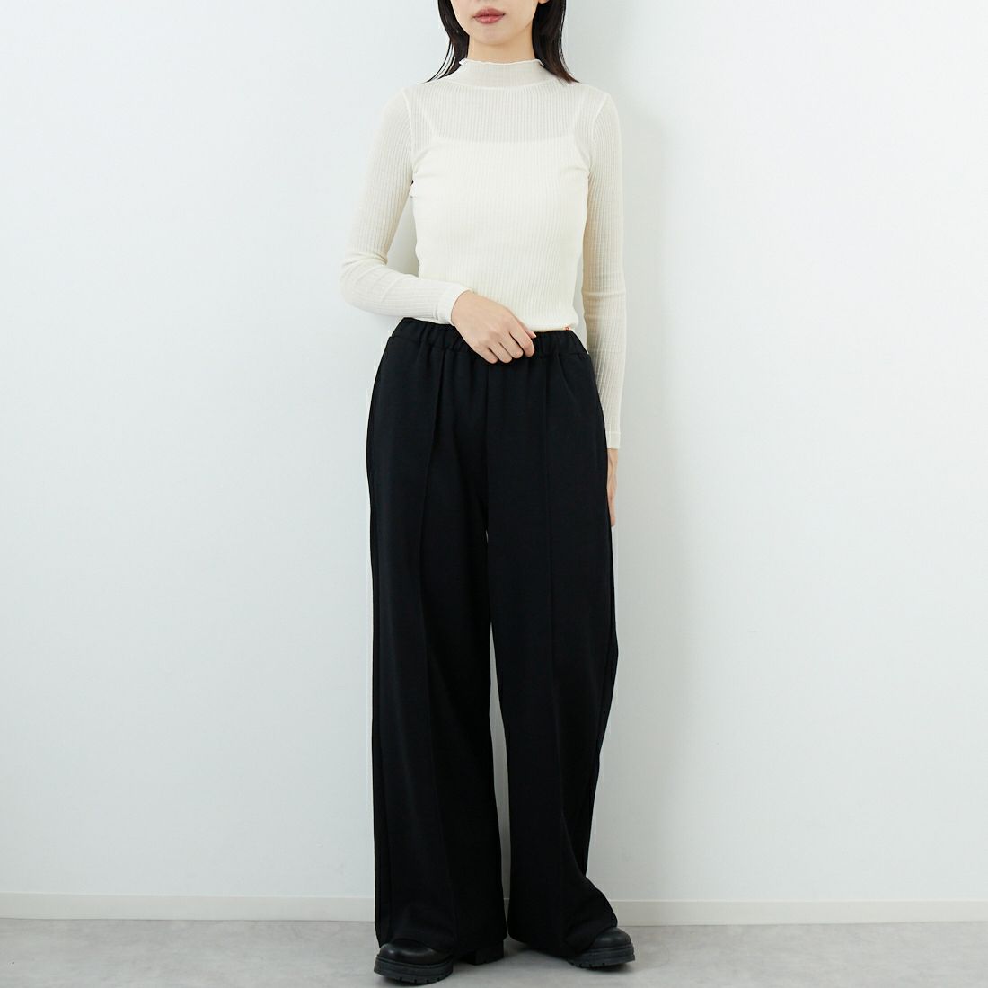 GICIPI [ジチピ] AGLIO/アーリオ ハイネックリブニットソー [2522A] PANNA &&モデル身長：162cm 着用サイズ：3&&