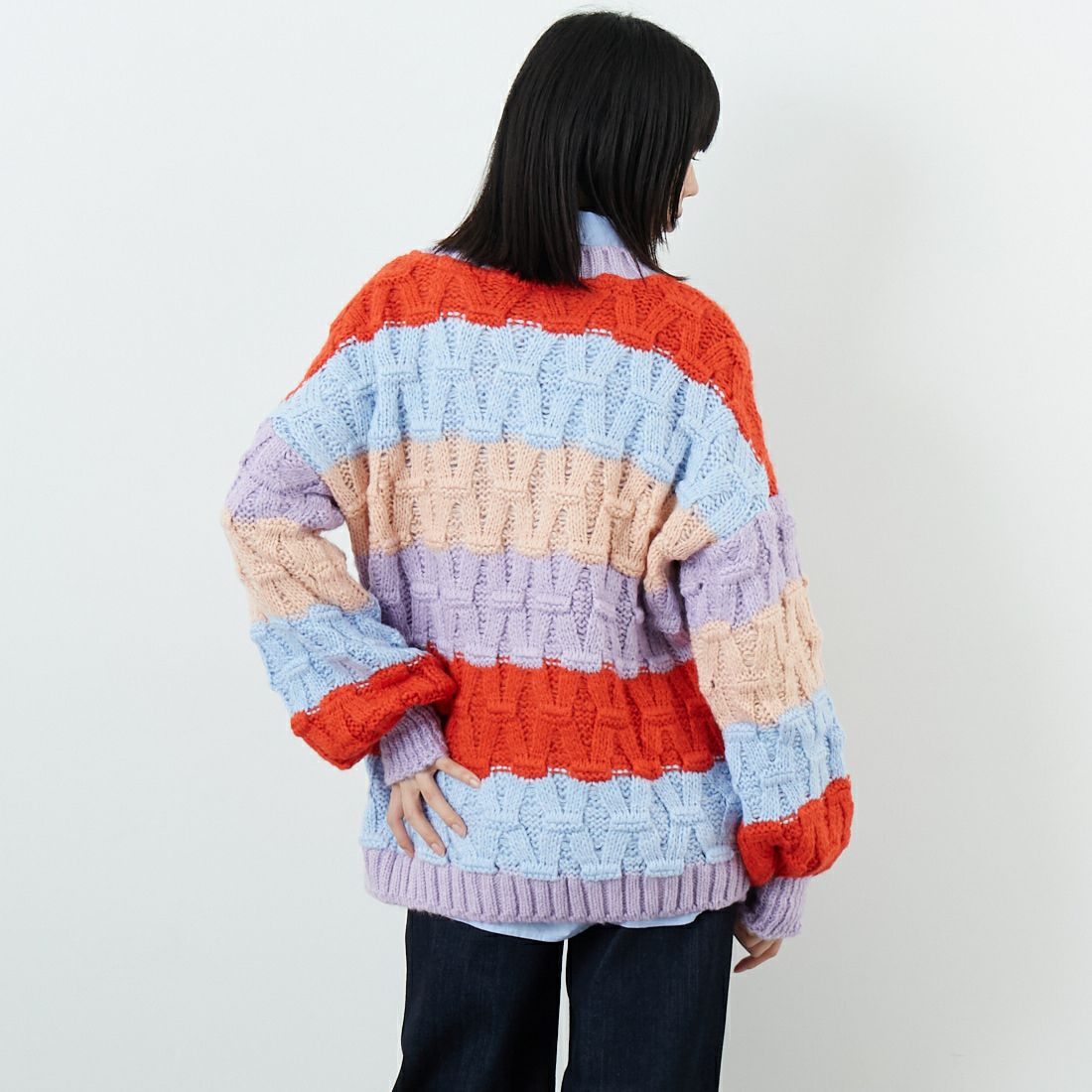 CARA & THE SKY [カラ アンド ザ スカイ] MANDY バルーンスリーブニット [MANDY] 34 ORANGE &&モデル身長：162cm 着用サイズ：S&&