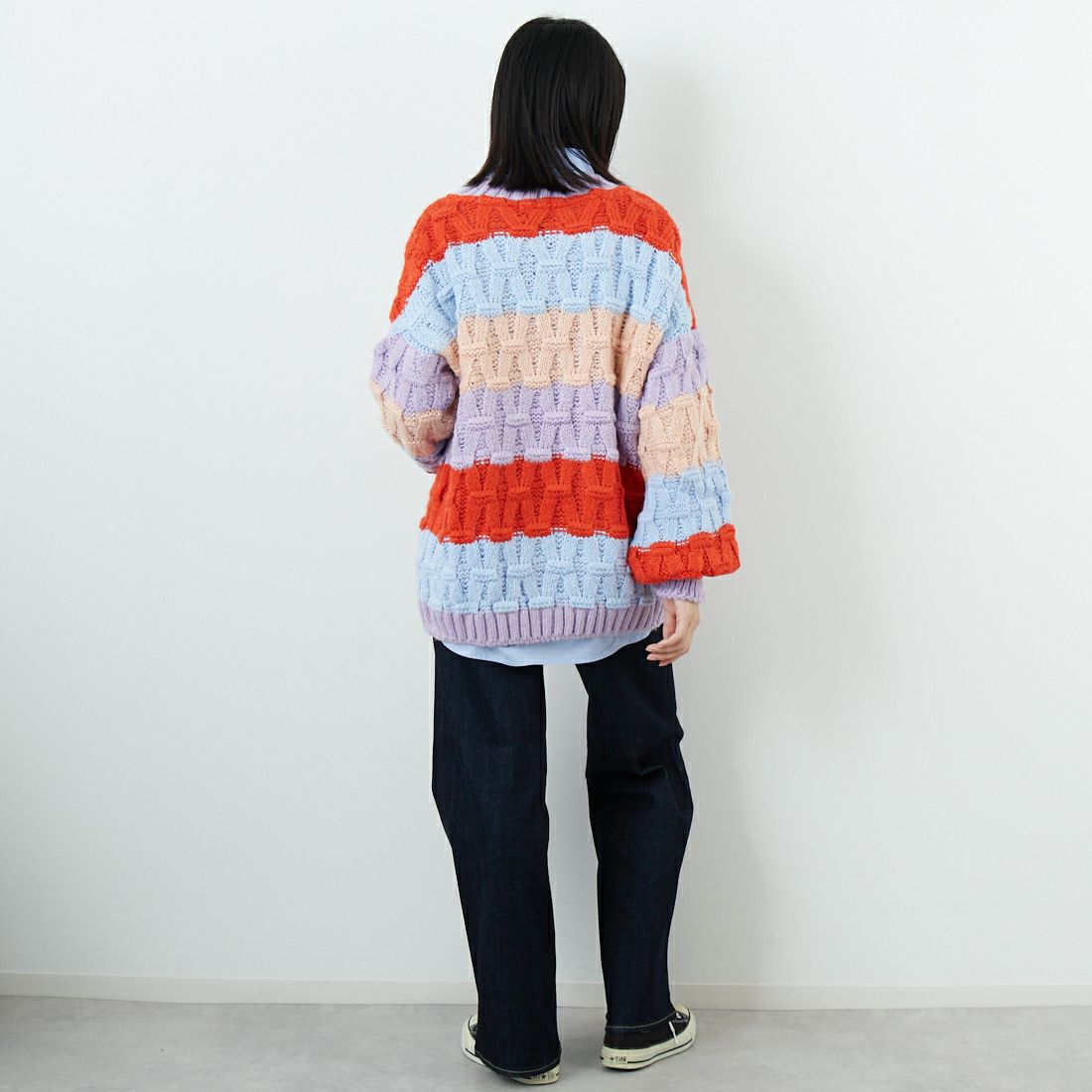 CARA & THE SKY [カラ アンド ザ スカイ] MANDY バルーンスリーブニット [MANDY] 34 ORANGE &&モデル身長：162cm 着用サイズ：S&&