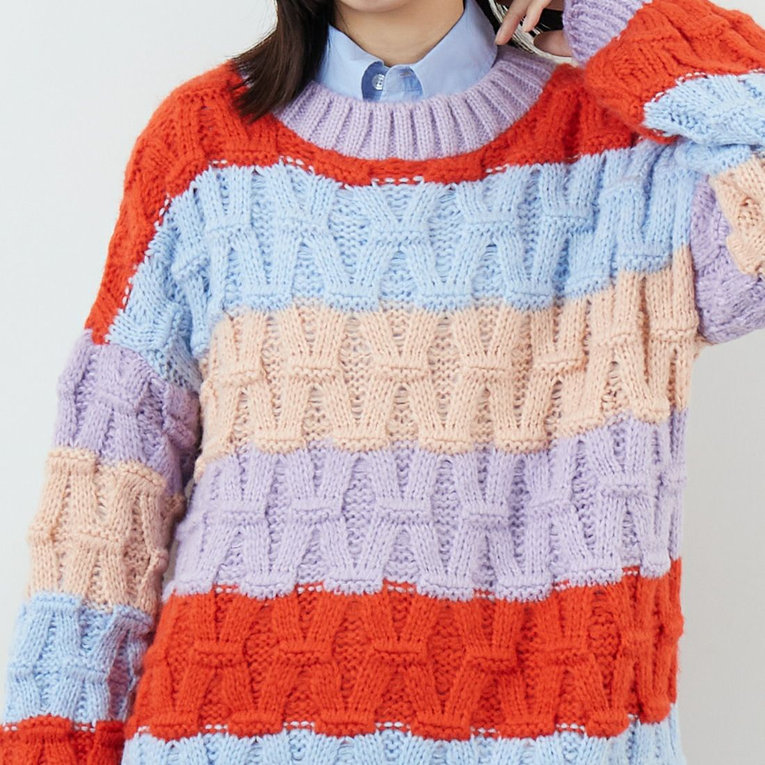 CARA & THE SKY [カラ アンド ザ スカイ] MANDY バルーンスリーブニット [MANDY] 34 ORANGE &&モデル身長：162cm 着用サイズ：S&&