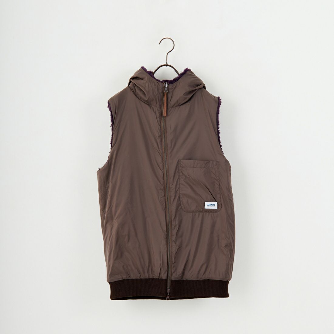 ARMEN [アーメン] リバーシブル ジップアップフリースベスト [ADNAM2552] 2889 PPL/B