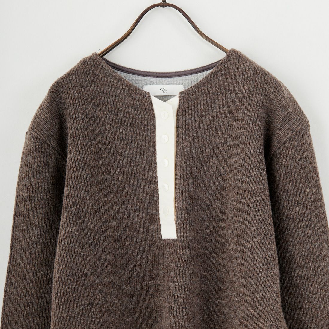 me. [ミードット] ウールコットンリブ ヘンリーネックプルオーバー [ME-25311] 215 BROWN