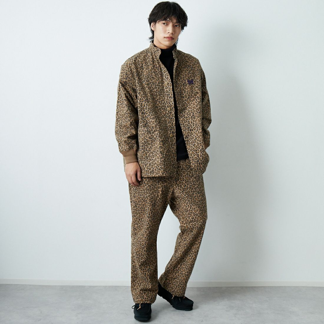 Needles [ニードルズ] レオパード柄アーミーシャツ [RW220] LEOPAARD &&モデル身長：179cm 着用サイズ：M&&