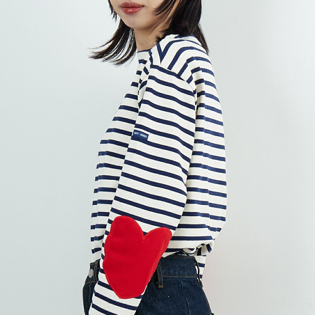 ST.JAMES [セントジェームス] ウエッソン ハートエルボーパッチ [24JCOUES-COUD] ECR/MAR TU &&モデル身長：162cm 着用サイズ：3&&