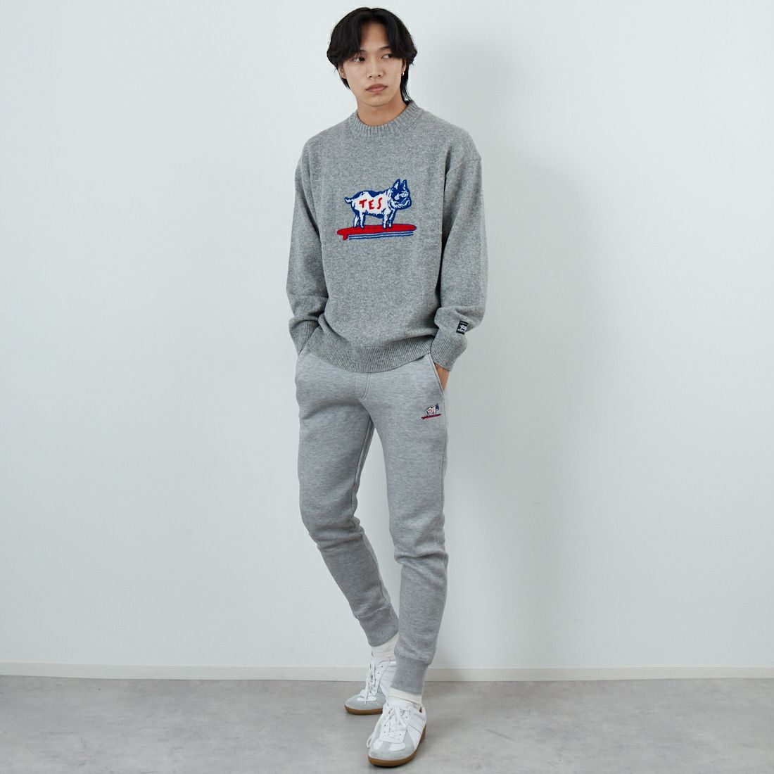 The Endless Summer [エンドレスサマー] サーフファブリックスリムパンツ [FH-25774315] 03 MIX GRY &&モデル身長：179cm 着用サイズ：L&&