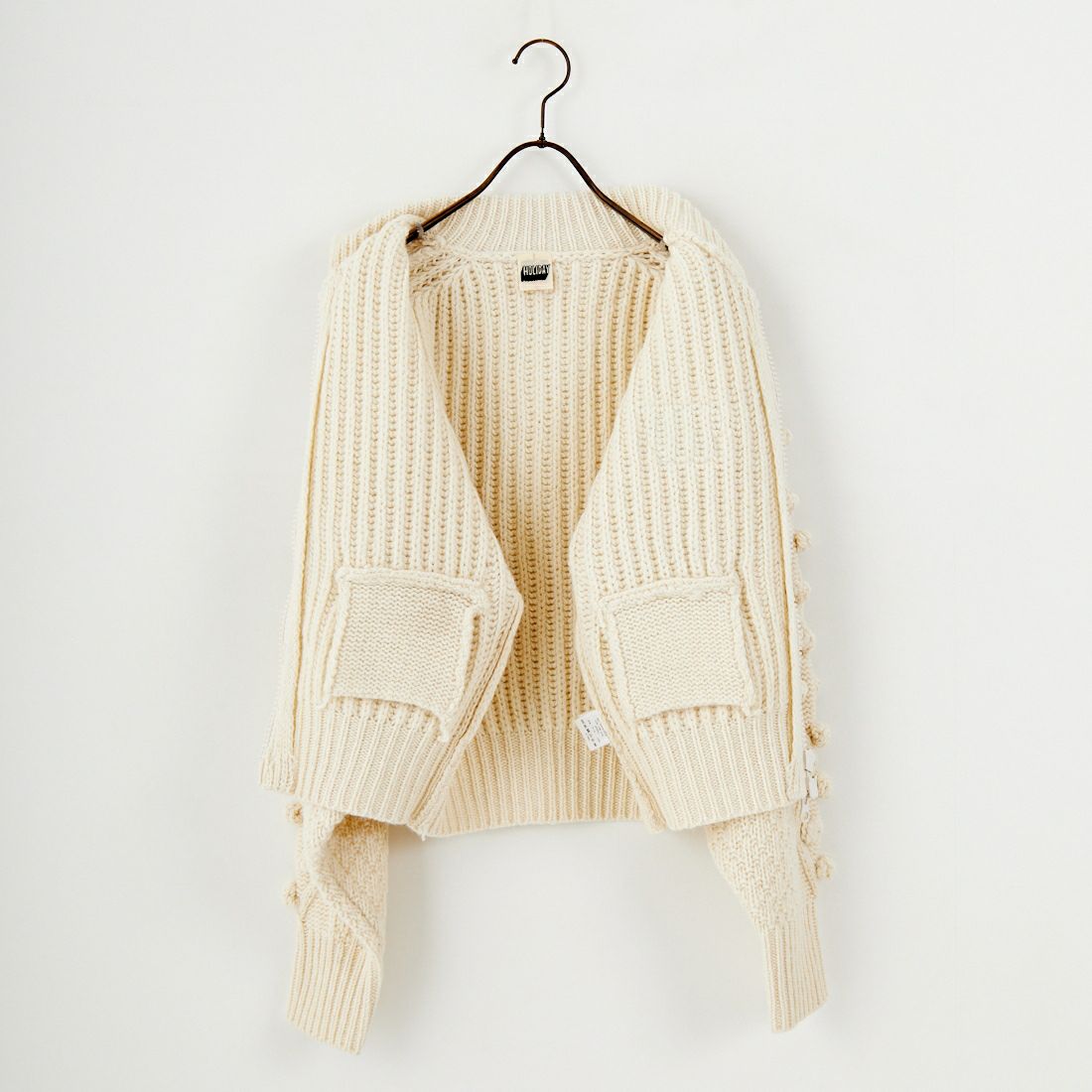 HOLIDAY [ホリデイ] ウールポンポン ジップアップニットジャケット [25204030] WHITE
