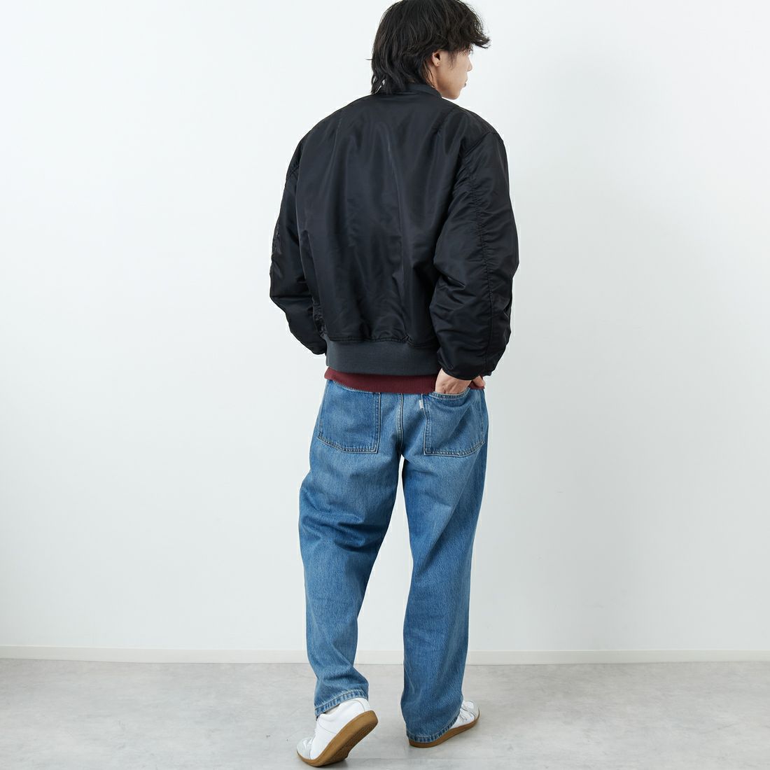 Jeans Factory Clothes [ジーンズファクトリークローズ] MA-1ジャケット [JFC-254-067] BLACK &&モデル身長：179cm 着用サイズ：L&&