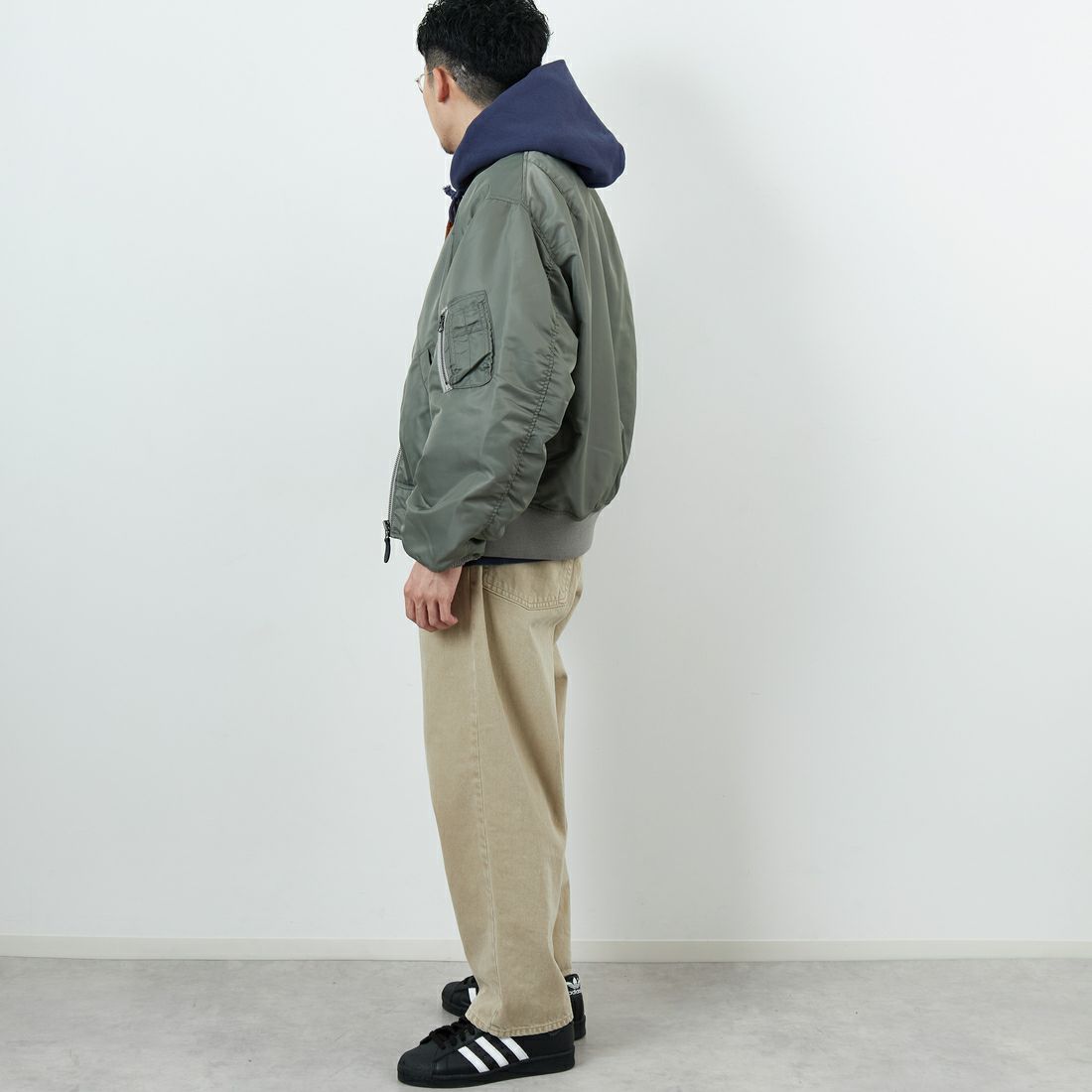 Jeans Factory Clothes [ジーンズファクトリークローズ] MA-1ジャケット [JFC-254-067] SAGE &&モデル身長：168cm 着用サイズ：M&&