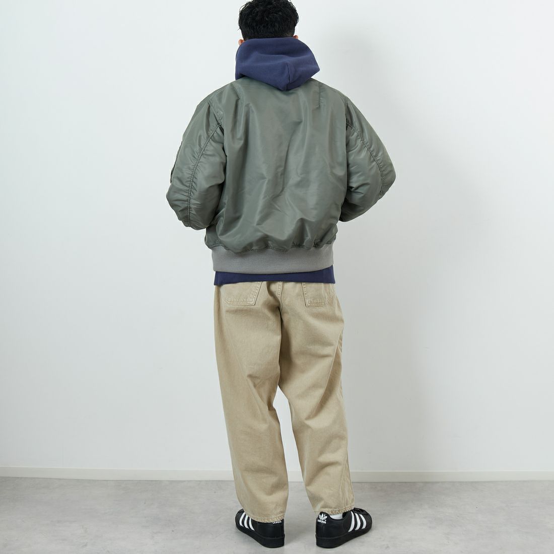 Jeans Factory Clothes [ジーンズファクトリークローズ] MA-1ジャケット [JFC-254-067] SAGE &&モデル身長：168cm 着用サイズ：M&&
