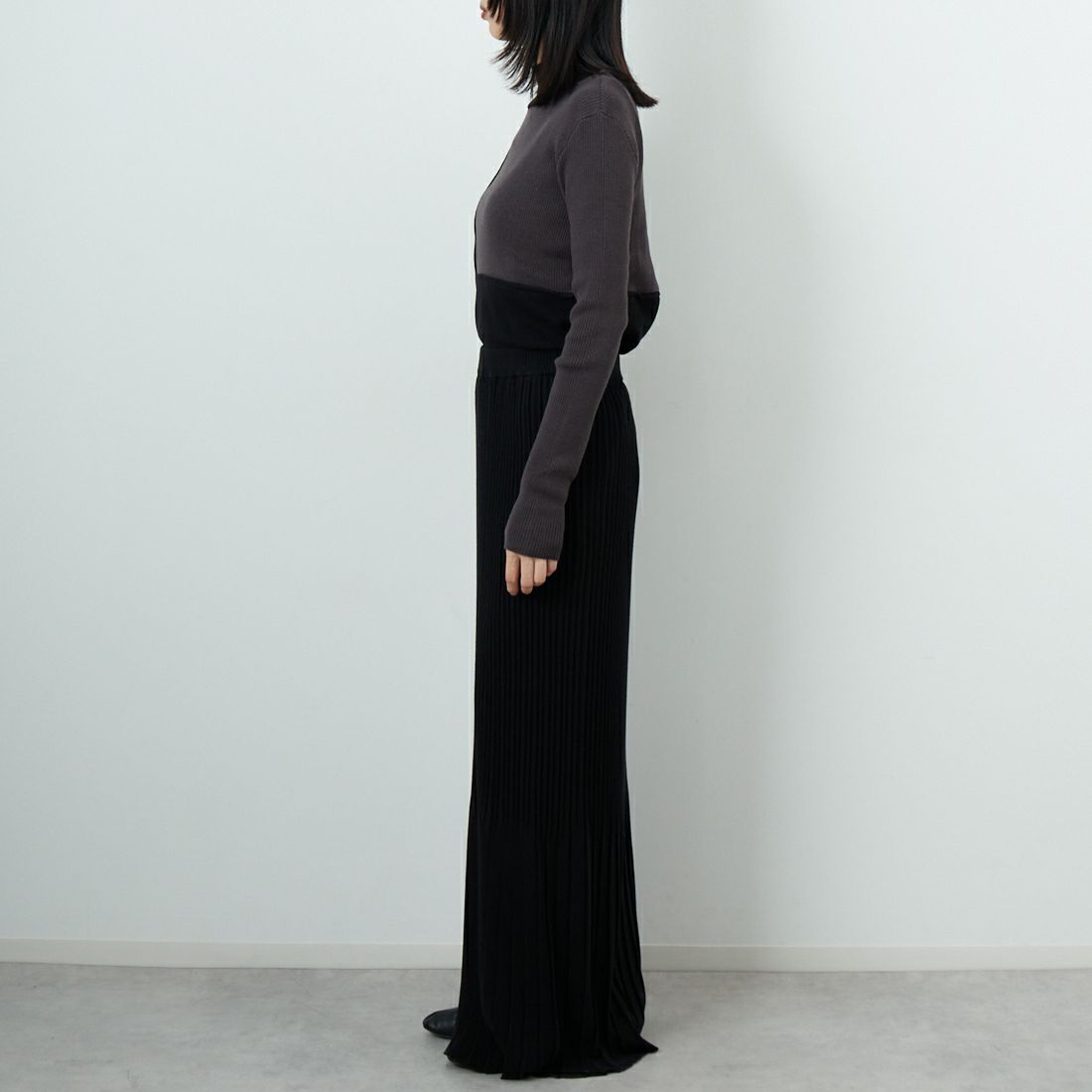 &g'aime [アンジェム] ブロック配色ニット [986-67019] ﾌﾞﾗｯｸ &&モデル身長：162cm 着用サイズ：F&&