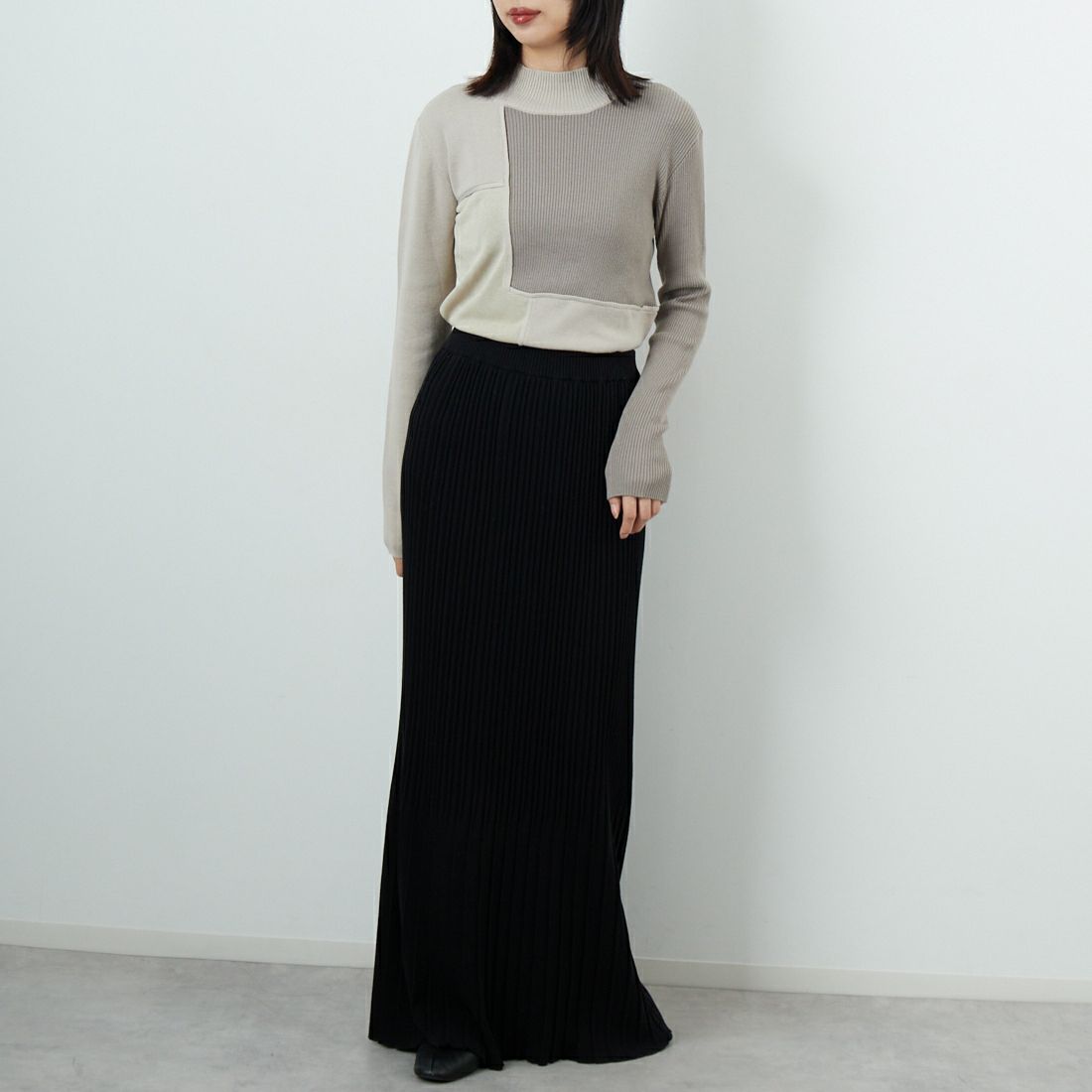 &g'aime [アンジェム] ブロック配色ニット [986-67019] ｸﾞﾚｰｼﾞｭ &&モデル身長：162cm 着用サイズ：F&&