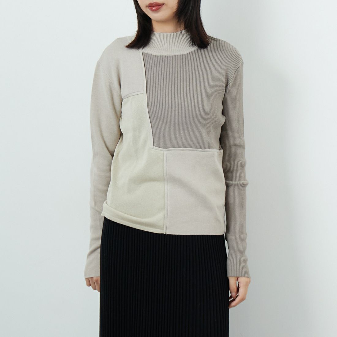 &g'aime [アンジェム] ブロック配色ニット [986-67019] ｸﾞﾚｰｼﾞｭ &&モデル身長：162cm 着用サイズ：F&&