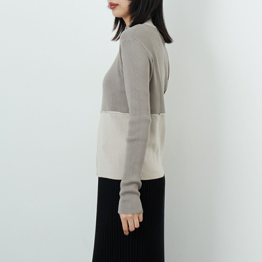 &g'aime [アンジェム] ブロック配色ニット [986-67019] ｸﾞﾚｰｼﾞｭ &&モデル身長：162cm 着用サイズ：F&&