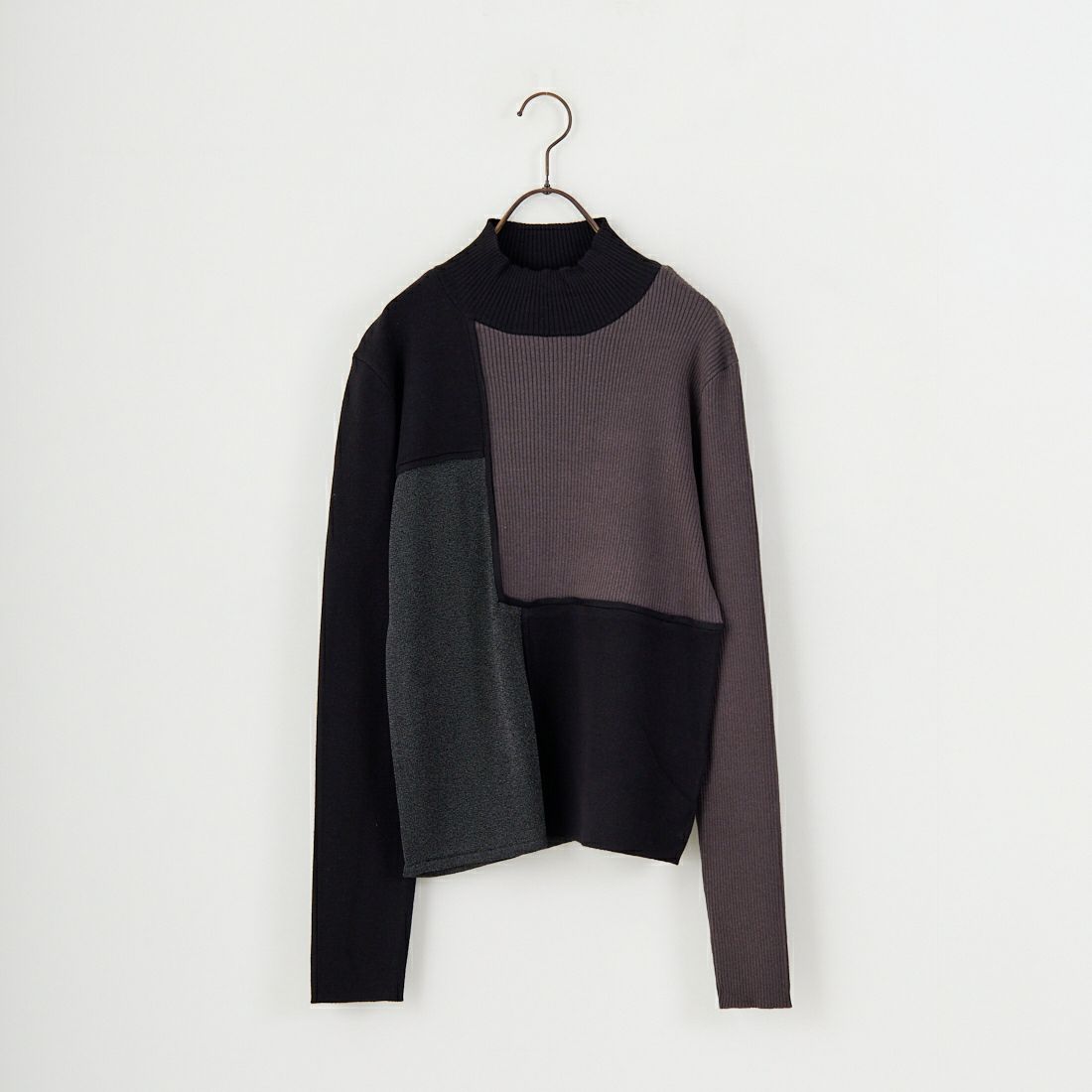 &g'aime [アンジェム] ブロック配色ニット [986-67019] ﾌﾞﾗｯｸ