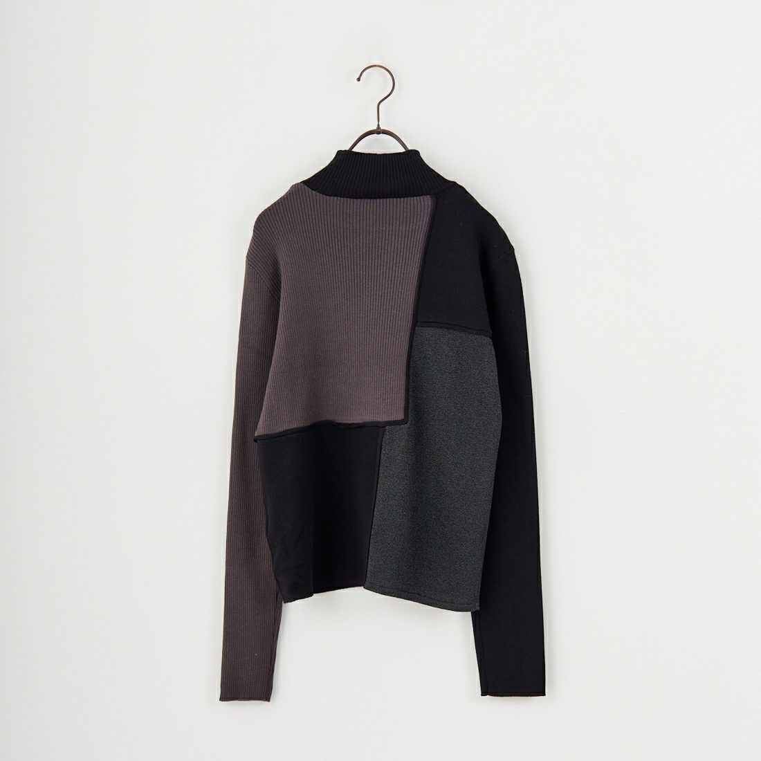 &g'aime [アンジェム] ブロック配色ニット [986-67019] ﾌﾞﾗｯｸ