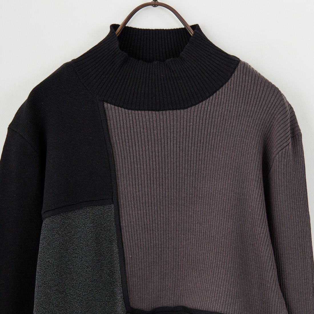 &g'aime [アンジェム] ブロック配色ニット [986-67019] ﾌﾞﾗｯｸ