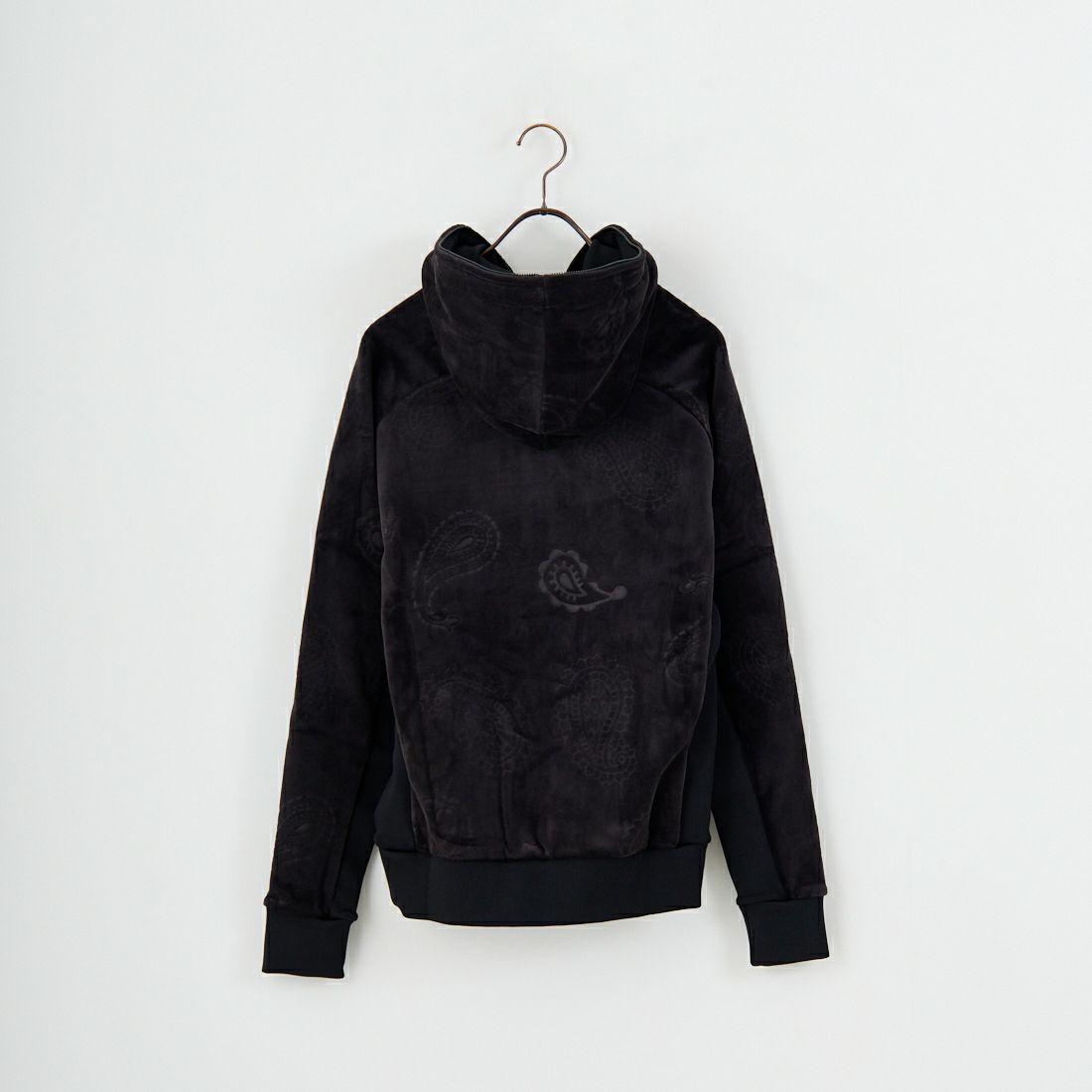 1PIU1UGUALE3 RELAX [ウノ ピゥ ウノ ウグァーレ トレ] ペイズリーベロアジップパーカー [USO-25098] SN90 BLACK
