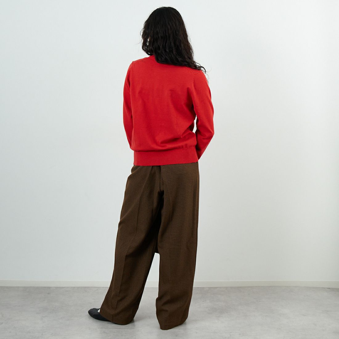 Jeans Factory Clothes [ジーンズファクトリークローズ] モックネックプルオーバーニット [25522030] 101 RED &&モデル身長：162cm 着用サイズ：F&&