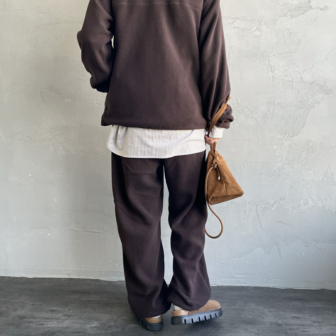 TODAYFUL [トゥデイフル] イージーフリースパンツ [12520720] D/BRN &&モデル身長：160cm 着用サイズ：36&&