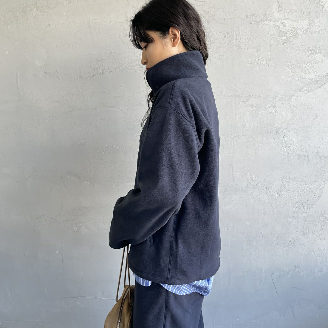 TODAYFUL [トゥデイフル] ハーフジップフリースプルオーバー [12520617] NVY &&モデル身長：162cm 着用サイズ：F&&