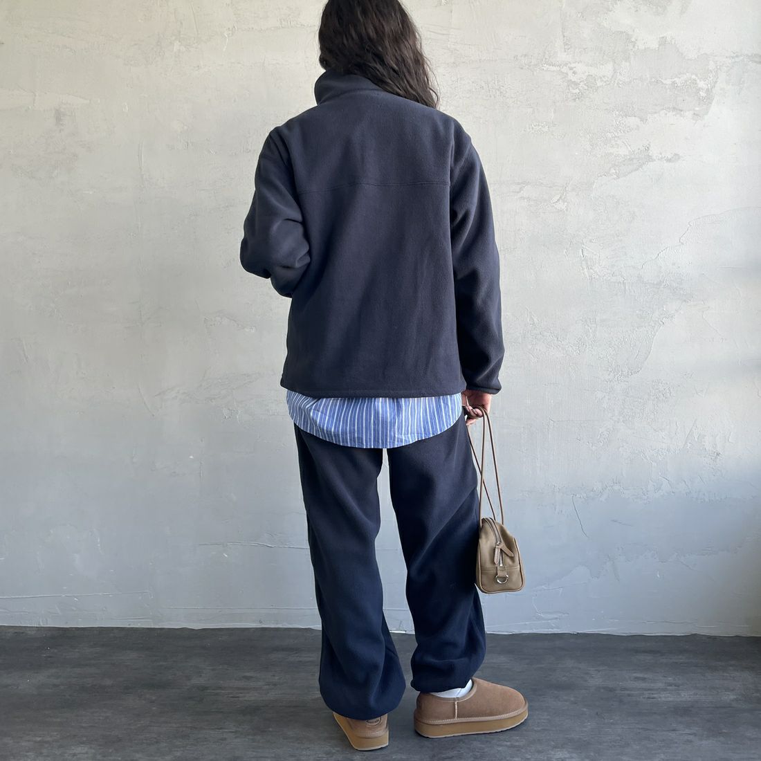 TODAYFUL [トゥデイフル] ハーフジップフリースプルオーバー [12520617] NVY &&モデル身長：162cm 着用サイズ：F&&